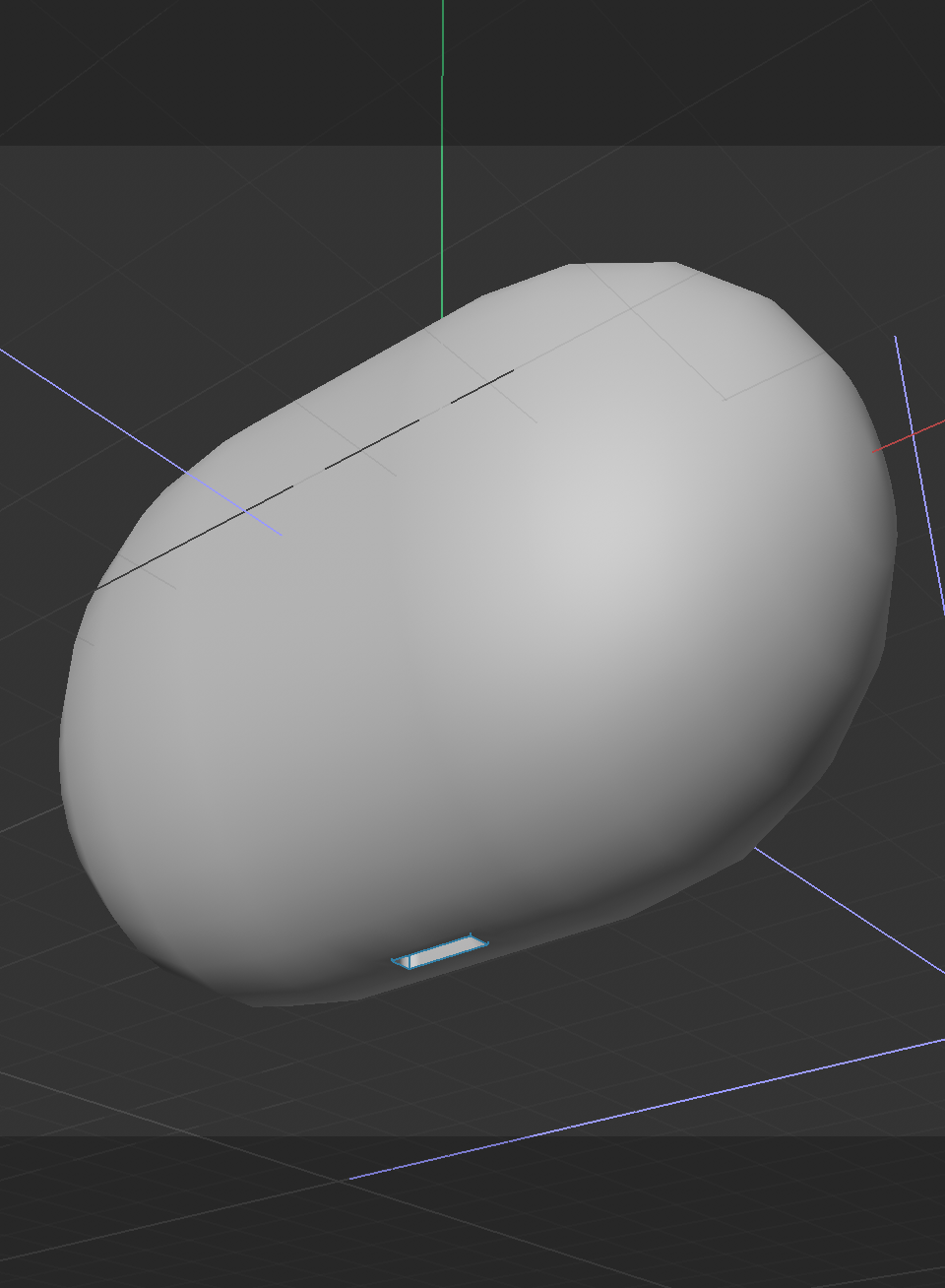 3D model of earphone case, angled view